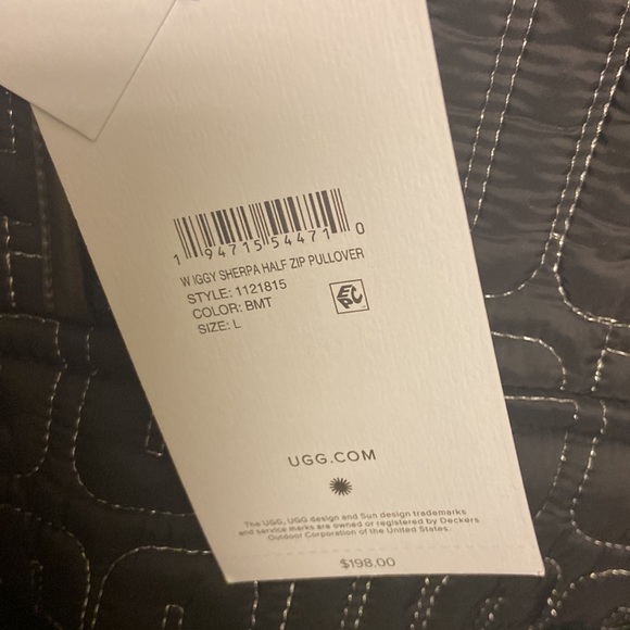 NWT UGG Logo Iggy Sherpa Zip Pullover Size Lrg - Picture 10 of 10